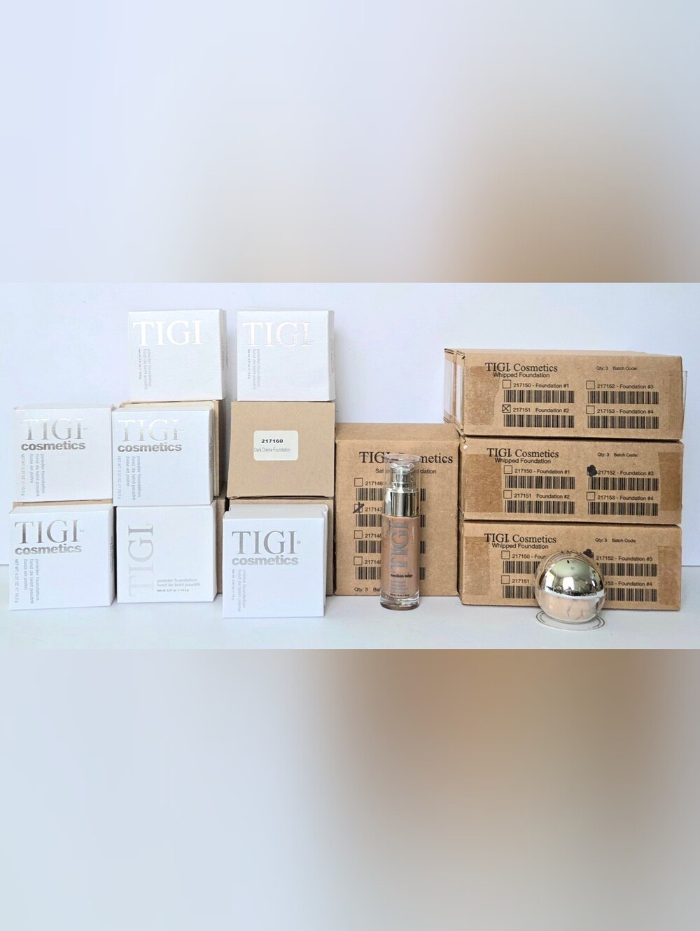 45 NEW TIGI COSMETICS, WHIPPED, SATIN, LIQUID, POWDER AND CREME FOUNDATIONS
